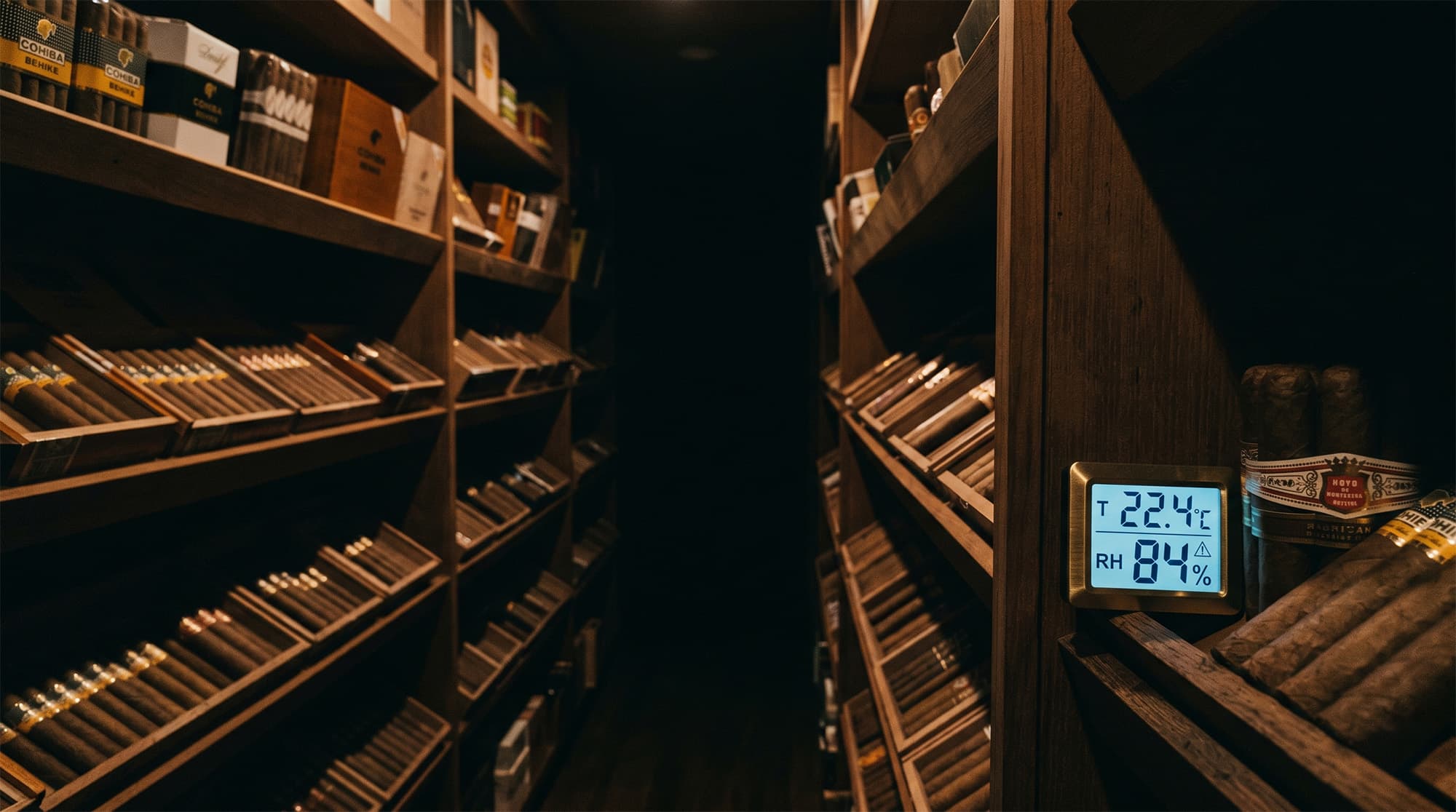 Humidor interior with digital monitoring sensor